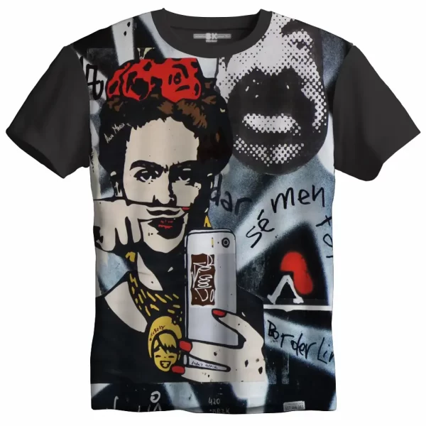 Camiseta com Estampa Grafite Selfie, Modelo Tradicional - Image 4