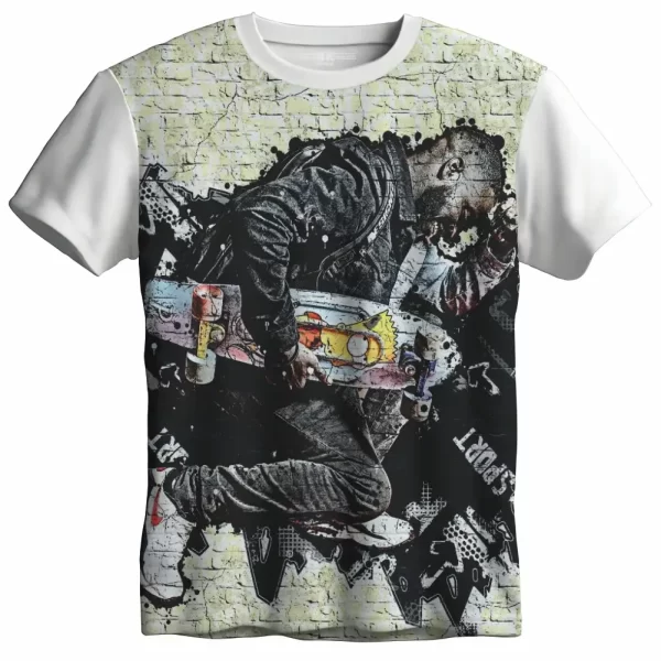 Camiseta com Estampa Grafite Skatista, Modelo Tradicional