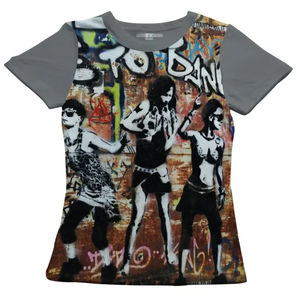 Camiseta com Estampa Grafite Trio Dance, Modelo Feminino Baby Look - Image 2