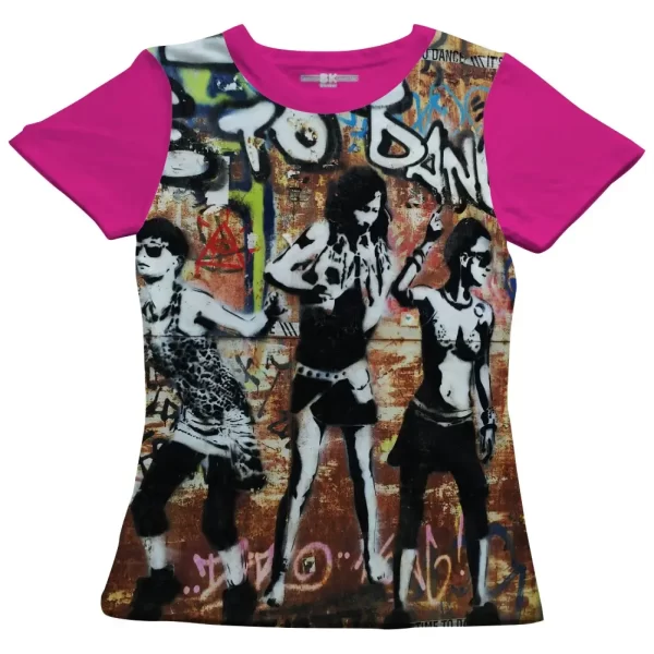 Camiseta com Estampa Grafite Trio Dance, Modelo Feminino Baby Look - Image 3