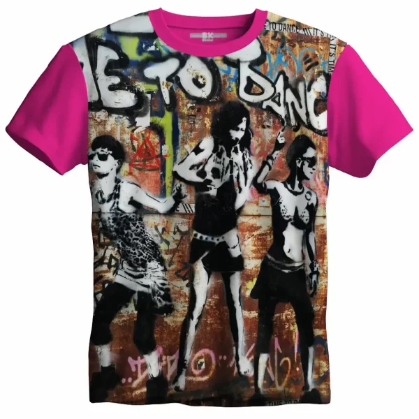 Camiseta com Estampa Grafite Trio Dance, Modelo Tradicional - Image 3