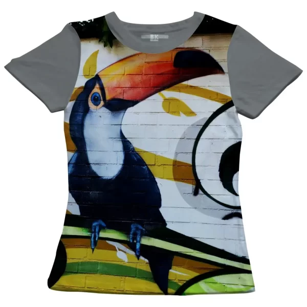 Camiseta com Estampa Grafite Tucano, Modelo Feminino Baby Look - Image 2