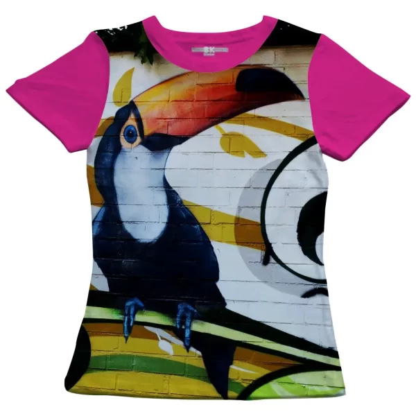 Camiseta com Estampa Grafite Tucano, Modelo Feminino Baby Look - Image 3