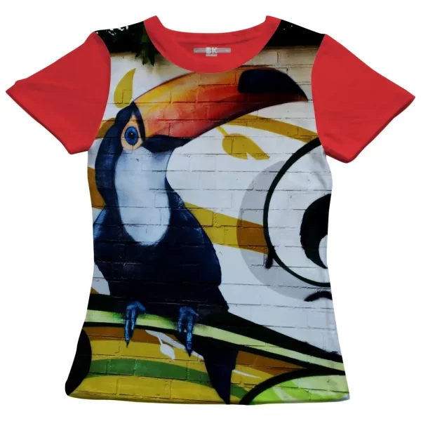 Camiseta com Estampa Grafite Tucano, Modelo Feminino Baby Look - Image 5