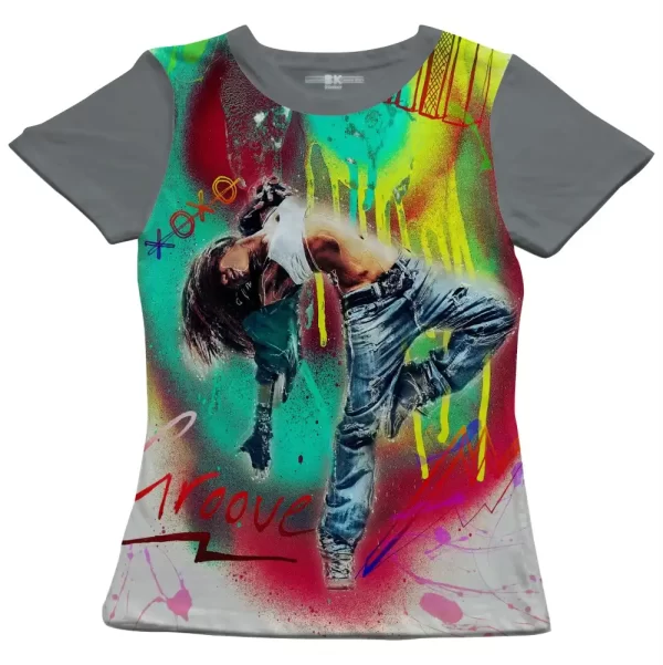 Camiseta com Estampa Grafite Xoxo, Modelo Feminino Baby Look - Image 2