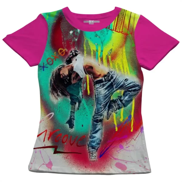 Camiseta com Estampa Grafite Xoxo, Modelo Feminino Baby Look - Image 3