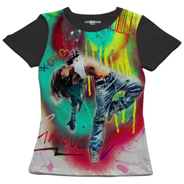 Camiseta com Estampa Grafite Xoxo, Modelo Feminino Baby Look - Image 4