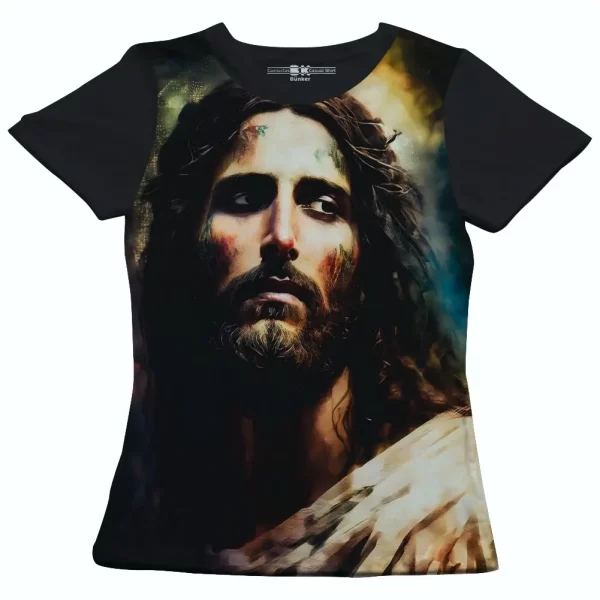 Camiseta Modelo Baby Look, Estampa; Face de Jesus - Image 4