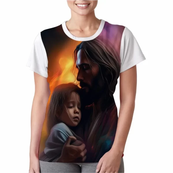 Camiseta Modelo Baby Look, Estampa; Jesus Companheiro