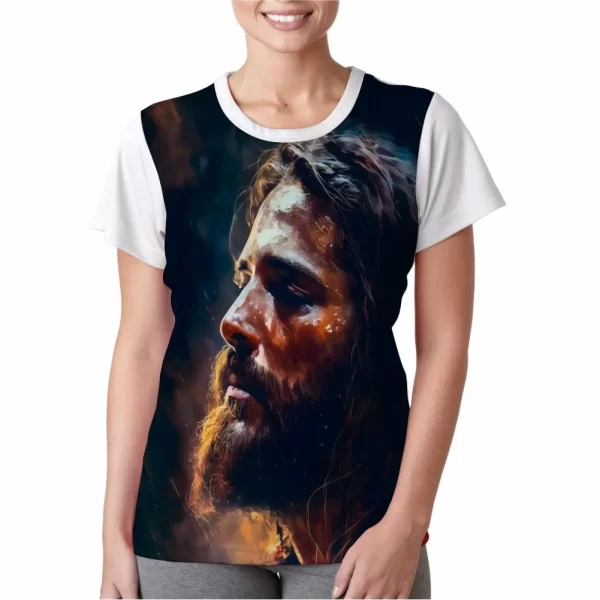 Camiseta Modelo Baby Look, Estampa; Jesus é a Luz