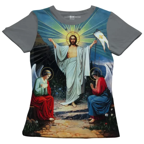 Camiseta Modelo Baby Look, Estampa; Jesus Ressurreição - Image 5