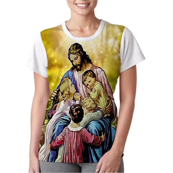 Camiseta Modelo Baby Look, Estampa; Jesus Vinde a Mim