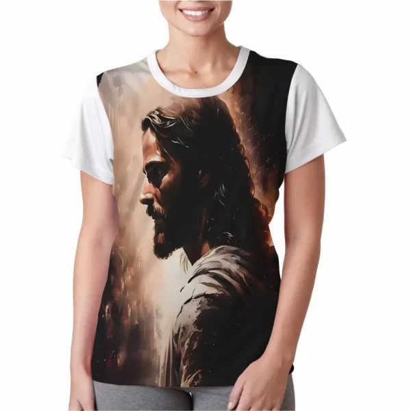 Camiseta Modelo Baby Look, Estampa; Momento com Jesus