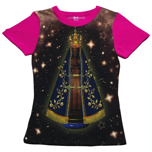 Camiseta Modelo Baby Look, Estampa; Nossa Senhora Aparecida Iluminando - Image 3