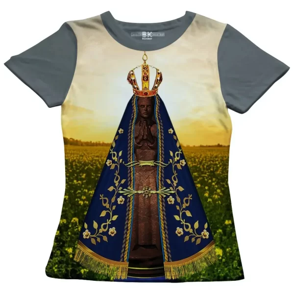 Camiseta Modelo Baby Look, Estampa; Nossa Senhora Aparecida Protetora - Image 2