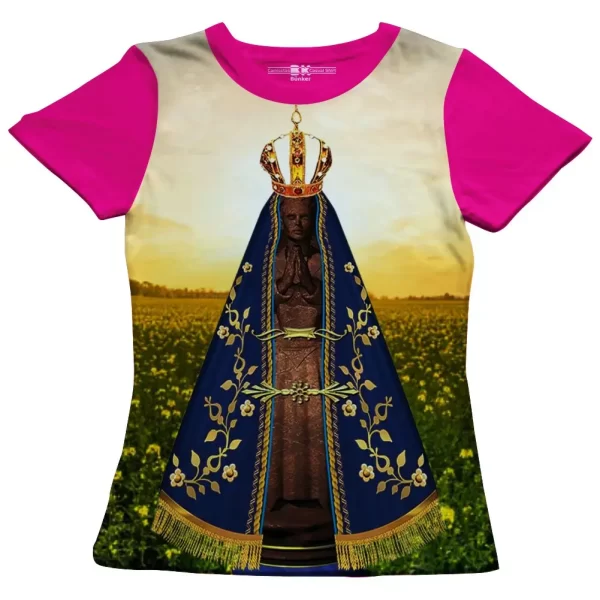 Camiseta Modelo Baby Look, Estampa; Nossa Senhora Aparecida Protetora - Image 3