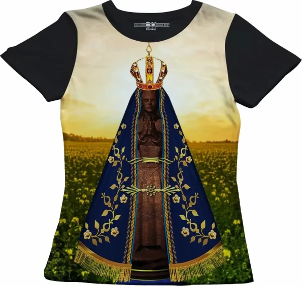 Camiseta Modelo Baby Look, Estampa; Nossa Senhora Aparecida Protetora - Image 4