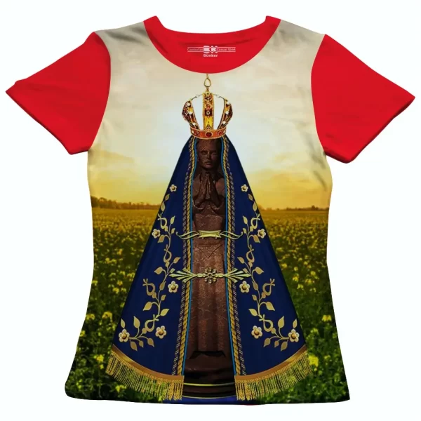 Camiseta Modelo Baby Look, Estampa; Nossa Senhora Aparecida Protetora - Image 5