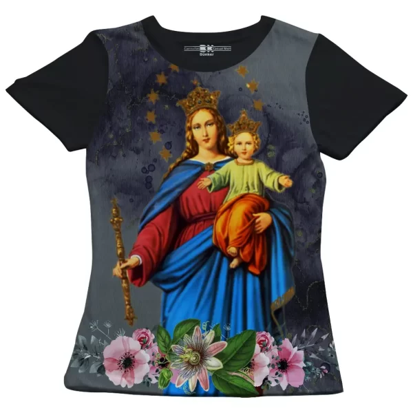 Camiseta Modelo Baby Look, Estampa; Nossa Senhora Auxiliadora - Image 4