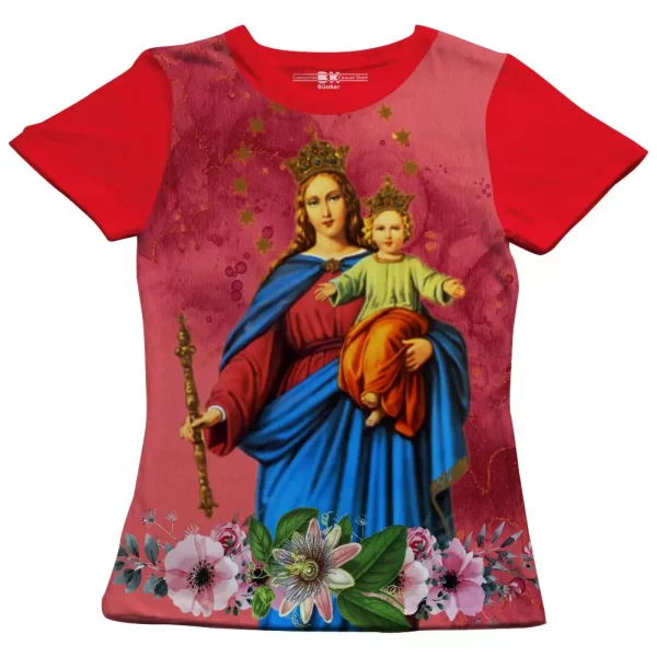 Camiseta Modelo Baby Look, Estampa; Nossa Senhora Auxiliadora - Image 5