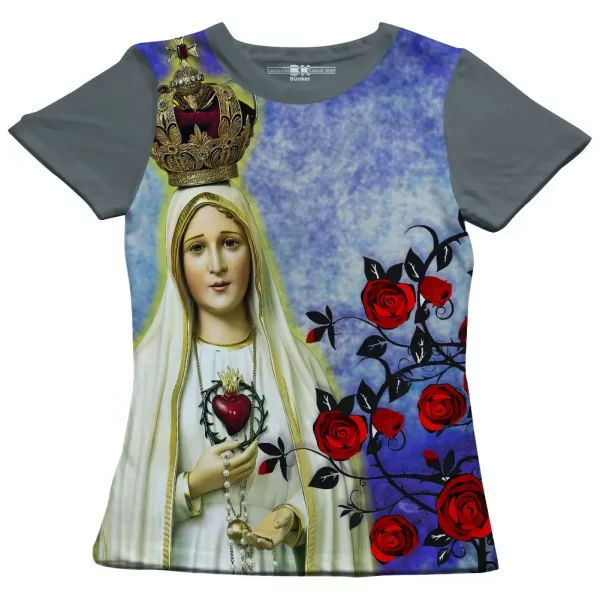 Camiseta Modelo Baby Look, Estampa; Nossa Senhora de Fátima - Image 5