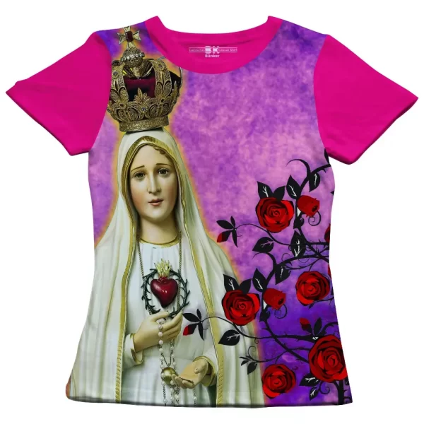 Camiseta Modelo Baby Look, Estampa; Nossa Senhora de Fátima - Image 4