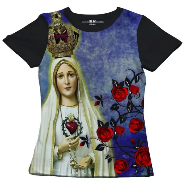 Camiseta Modelo Baby Look, Estampa; Nossa Senhora de Fátima - Image 3