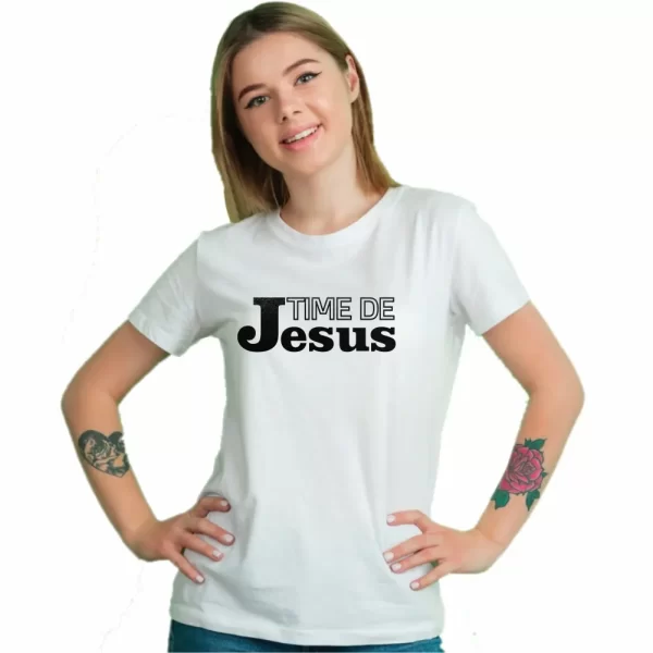 Camiseta Modelo Baby Look, Estampa; Time de Jesus