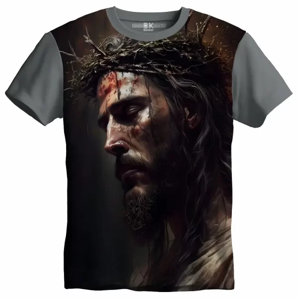 Camiseta Modelo Tradicional, Estampa; com Coroa de Espinhos - Image 2