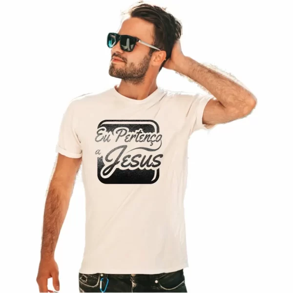 Camiseta Modelo Tradicional, Estampa; eu Pertenço a Jesus