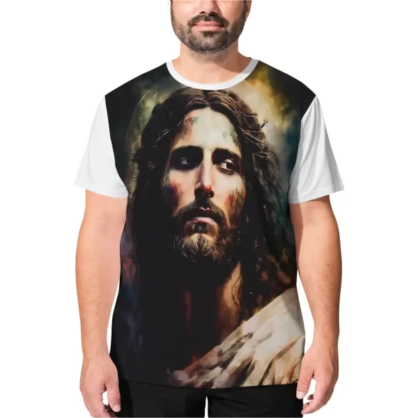 Camiseta Modelo Tradicional, Estampa; Face de Jesus