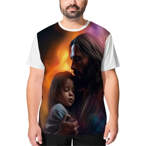 Camiseta Modelo Tradicional, Estampa; Jesus Companheiro