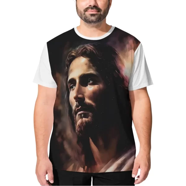 Camiseta Modelo Tradicional, Estampa; Jesus Reflexão