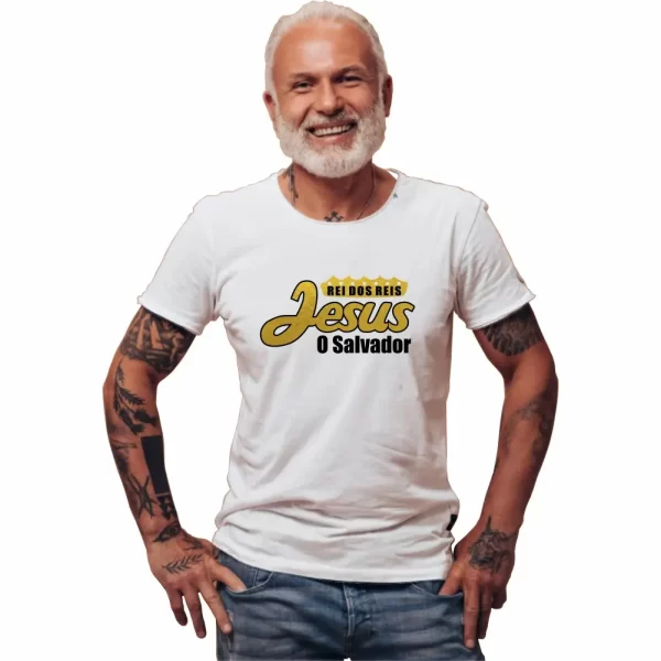 Camiseta Modelo Tradicional, Estampa; Jesus Rei dos Reis