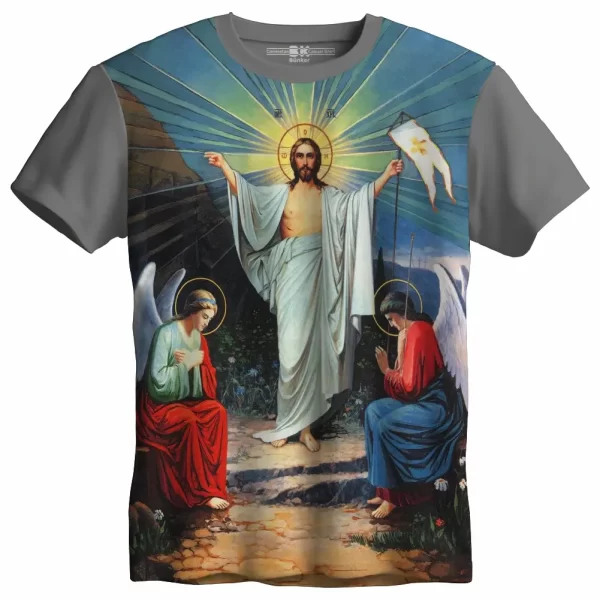 Camiseta Modelo Tradicional, Estampa; Jesus Ressurreição - Image 2