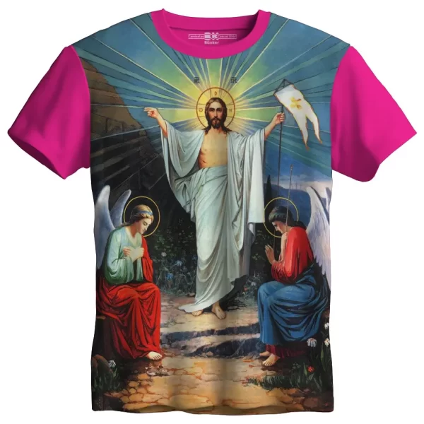 Camiseta Modelo Tradicional, Estampa; Jesus Ressurreição - Image 3