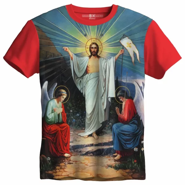 Camiseta Modelo Tradicional, Estampa; Jesus Ressurreição - Image 5