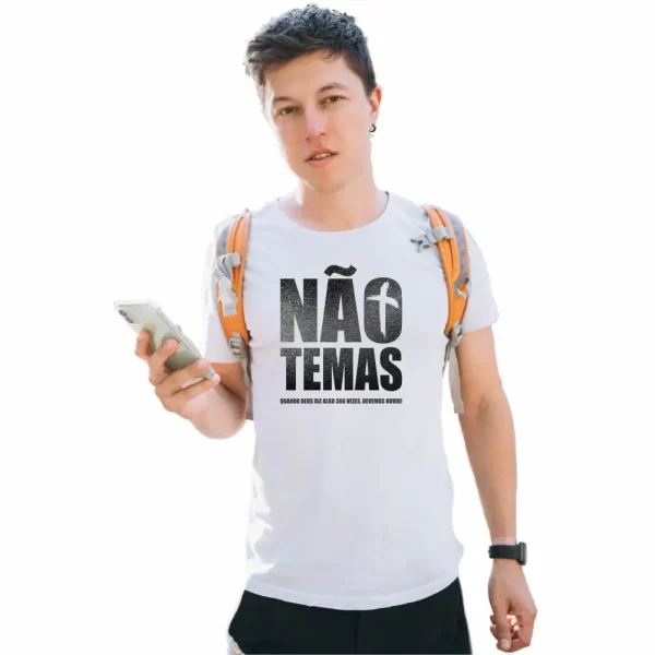 Camiseta Modelo Tradicional, Estampa; Não Temas