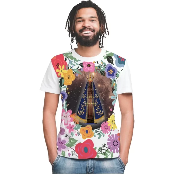 Camiseta Modelo Tradicional, Estampa; Nossa Senhora Aparecida Proteja-nos