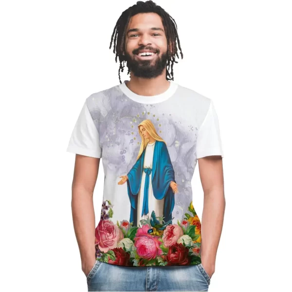 Camiseta Modelo Tradicional, Estampa; Nossa Senhora das Graças