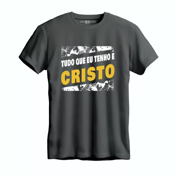 Camiseta Modelo Tradicional, Estampa; Tudo que Tenho é Jesus Cristo - Image 5