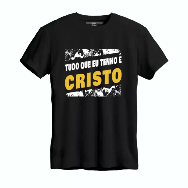 Camiseta Modelo Tradicional, Estampa; Tudo que Tenho é Jesus Cristo - Image 3