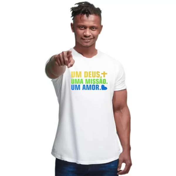 Camiseta Modelo Tradicional, Estampa; um Deus uma Missão