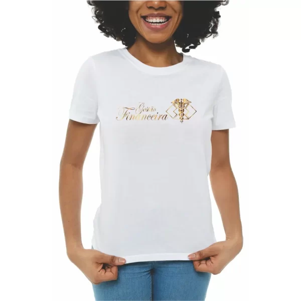 Camiseta curso de Gestão Financeira, modelo feminino baby look