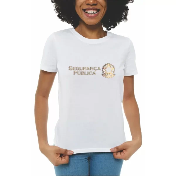 Camiseta curso de Segurança Pública, modelo feminino baby look