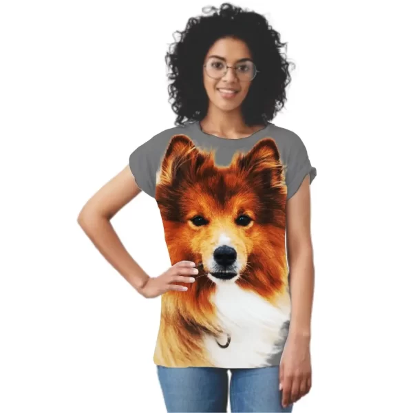 Camiseta feminina Modelo Baby Look, Estampa, Cão Frontal - Image 2