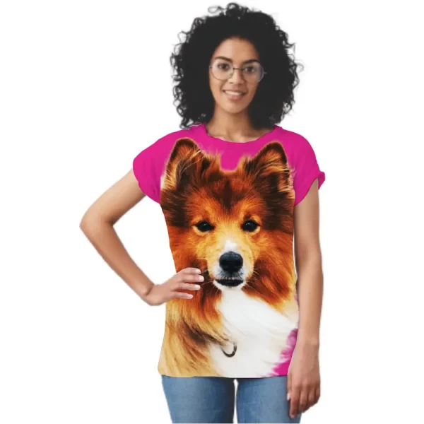 Camiseta feminina Modelo Baby Look, Estampa, Cão Frontal - Image 3