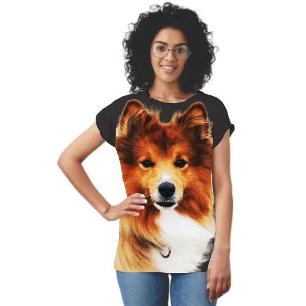 Camiseta feminina Modelo Baby Look, Estampa, Cão Frontal - Image 4