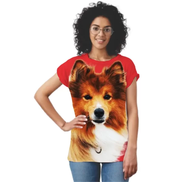 Camiseta feminina Modelo Baby Look, Estampa, Cão Frontal - Image 5