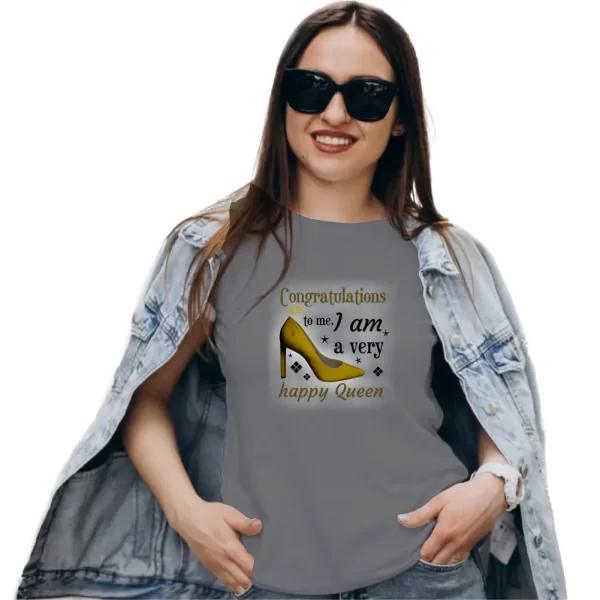 Camiseta feminina, modelo baby look, estampa congratulations - Image 2